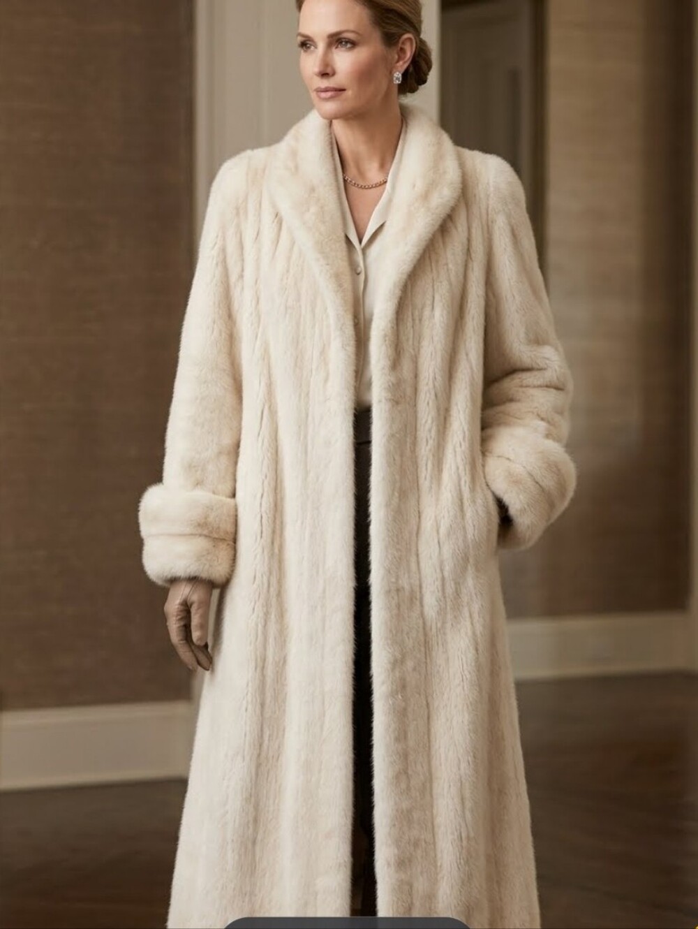 Vtg Cosmopolitan Fur Co. Long Cream Mink Fur Coat